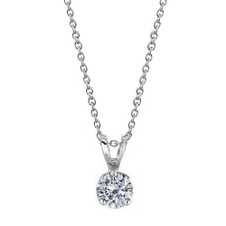 Solitaire Round Natural Diamond Pendant 1 Carat WG 14K Prong Setting