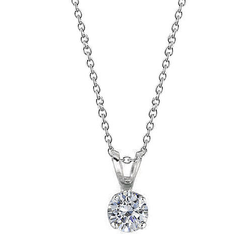 Solitaire Round Natural Diamond Pendant 1 Carat WG 14K Prong Setting