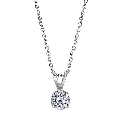 Solitaire Round Natural Diamond Pendant 1 Carat WG 14K Prong Setting