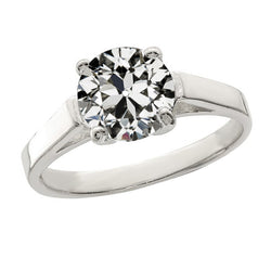 Solitaire Round Old Cut Natural Earth Mined Diamond Anniversary Ring 2.50 Carats