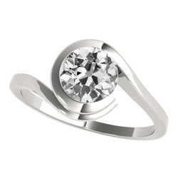Solitaire Round Old Cut Natural Earth Mined Diamond Ring Tension Style 2.50 Carats