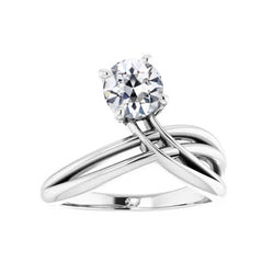 Solitaire Round Old Cut Natural Earth Mined Diamond Ring Twisted Split Shank 1 Carat