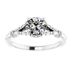 Solitaire Round Old Cut Diamond Ring Vintage Style 1.50 Carats