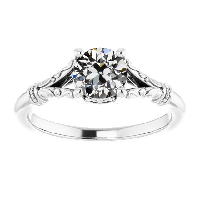 Solitaire  Princess Cut Style Round Old European Diamond Ring
