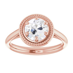 Solitaire Round Old Mine Cut Natural Earth Mined Diamond Ring 2.50 Carats Milgrain Shank