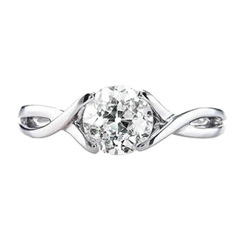  Split Shank Woman's White Gold Weeding Anniversary Solitaire Diamond Ring 
