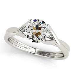 Solitaire Round Old Mine Cut Natural Earth Mined Diamond Ring Split Shank 2 Carats