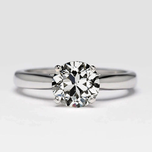 New Fancy Solitaire Old Miner Cut Diamond Ring Tapered Shank
