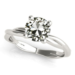 Solitaire Round Old Mine Cut Natural Earth Mined Diamond Ring Twisted Style 2 Carats