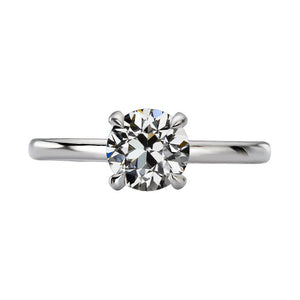 Solitaire Old Miner Cut Diamond Ring White Gold