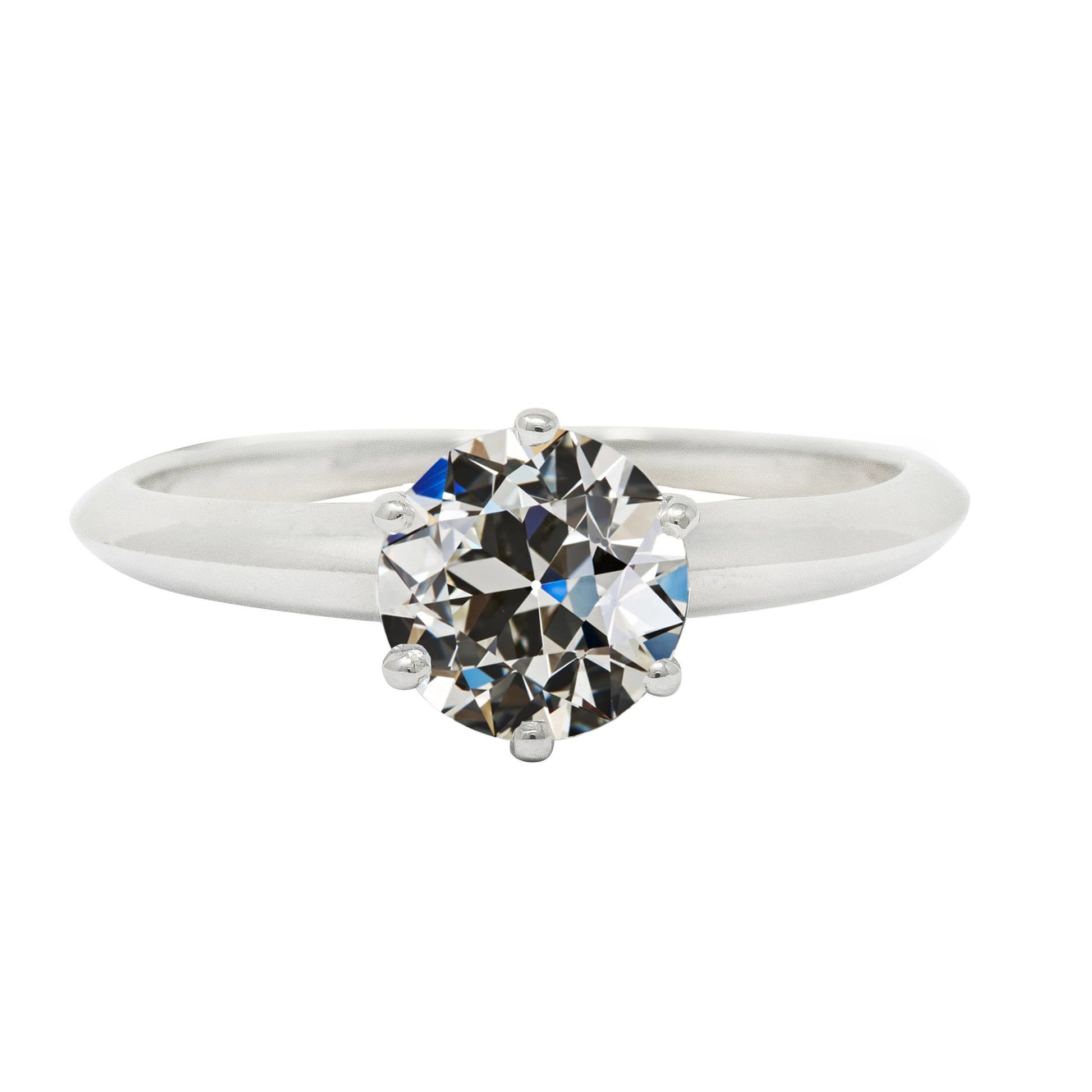 Fancy  Style Solitaire Round Old European Diamond Ring