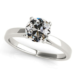 Solitaire Round Old Miner Natural Earth Mined Diamond Ring Prong Tapered Shank 2 Carats