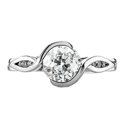 Solitaire Round Ring Old Mine Cut Natural Earth Mined Diamond Twisted Style 1.25 Carats