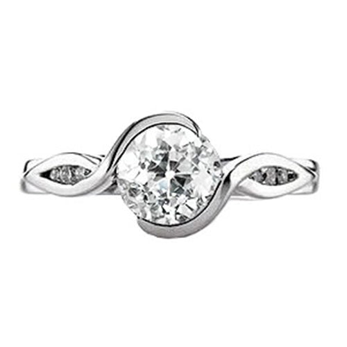Natural Brilliant Engagement White Gold Diamond Solitaire Ring with Accents
