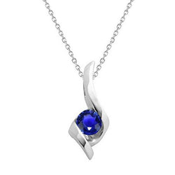 Solitaire Round Sapphire Pendant Necklace Twisted Style 0.50 Carats