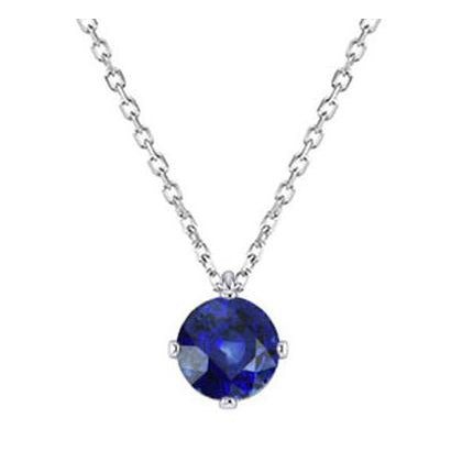 Solitaire Round Sri Lankan Sapphire Pendant