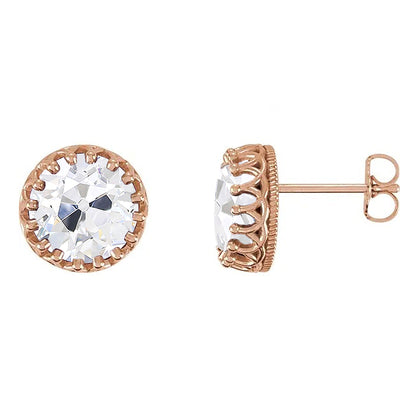 natural round diamond 4ct earring side angle