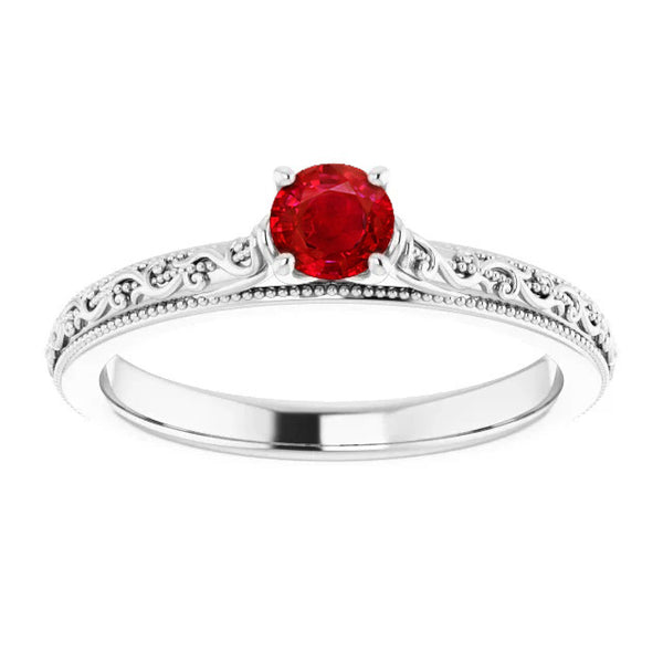 Gemstone Ring Solitaire Ruby Ring 0.75 Carats Antique Style New