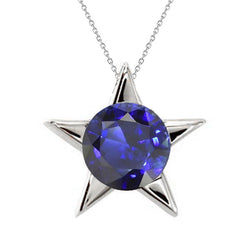 Solitaire Star Pendant Round Sri Lanka Sapphire Necklace 3.50 Carats