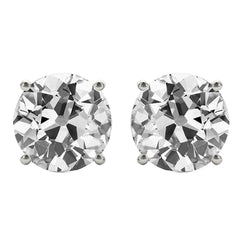 Solitaire Stud Earrings Old Miner Genuine Natural Real Diamond ( Not Lab Grown )s 5 Ct. White Gold 14K