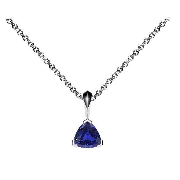 Solitaire Blue Sapphire Pendant Prong Set Gold