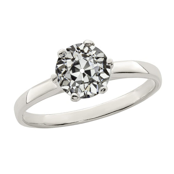 Solitaire Wedding Ring Old Miner Cut Diamond Prong Set