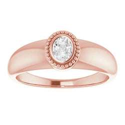 Solitaire Wedding Ring Oval Old Cut Natural Earth Mined Diamond Bezel Set 1.50 Carats