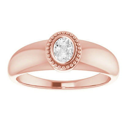 Solitaire Wedding Ring Old Miner Diamond Bezel Set