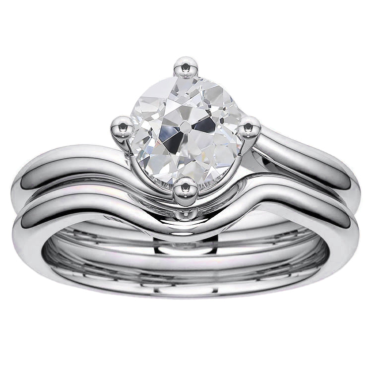 Solitaire Wedding Ring Set Old Miner Diamond