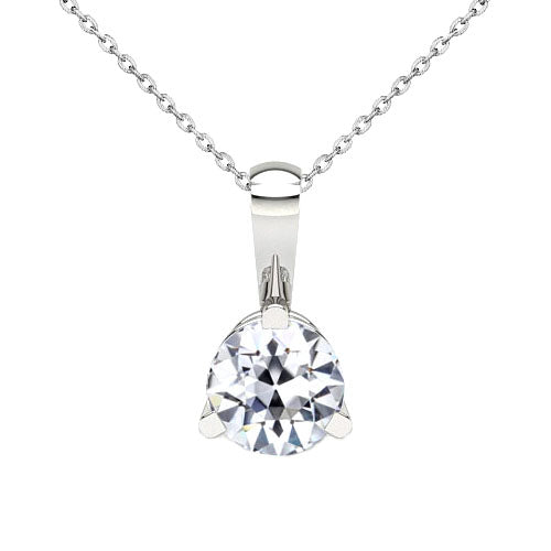 Solitaire White Gold Pendant 1.50 Ct Old Mine Cut Diamond 