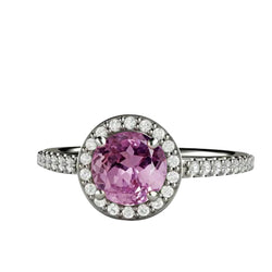 Solitaire With Accent 12.34 Carats Kunzite With Diamonds Ring Gold