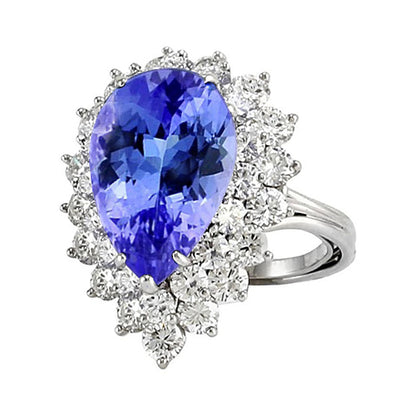  Halo Pear Tanzanite & Diamond Engagement Ring  Halo Pear Tanzanite & Diamond Engagement Ring