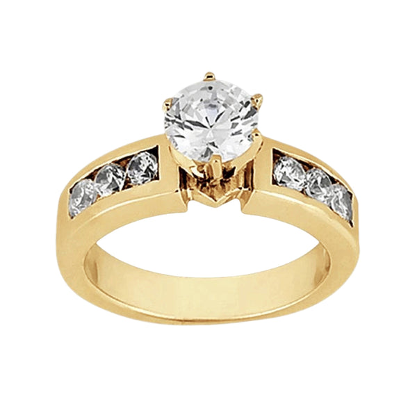 Yellow Gold  Lady’s Vintage Style White Gold Diamond Solitaire Ring with Accents   