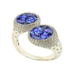 Toi et Moi Tanzanite Solitaire Ring With Diamonds Accents 5.50 Carats