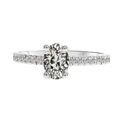 Solitaire With Accents Oval & Round Old Miner Natural Diamond Ring 3.50 Carats