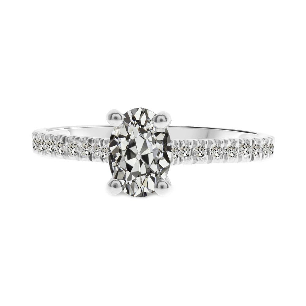 Solitaire With Accents Oval & Round Old Miner Diamond Ring 3.50 Carats