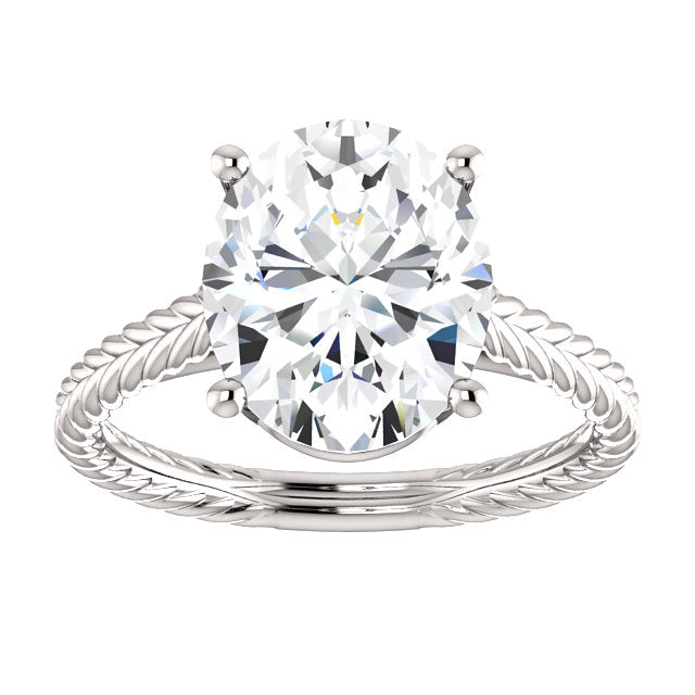 Solitaire Lab Grown Diamond Ring 4 Carats Rope Style Shank Women Jewelry