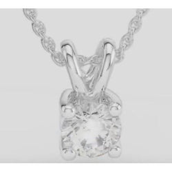 Solitaire Natural Diamond Pendant 2 Ct White Gold 14K Round Prong Set