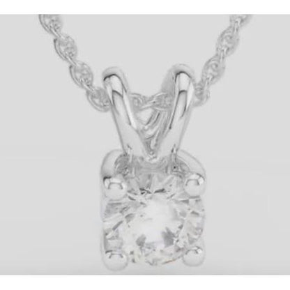 Solitaire Natural Diamond Pendant 2 Ct White Gold 14K Round Prong Set