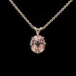 15 Ct. Solitaire Oval Cut Pink Kunzite Necklace Pendant Yellow Gold 14K