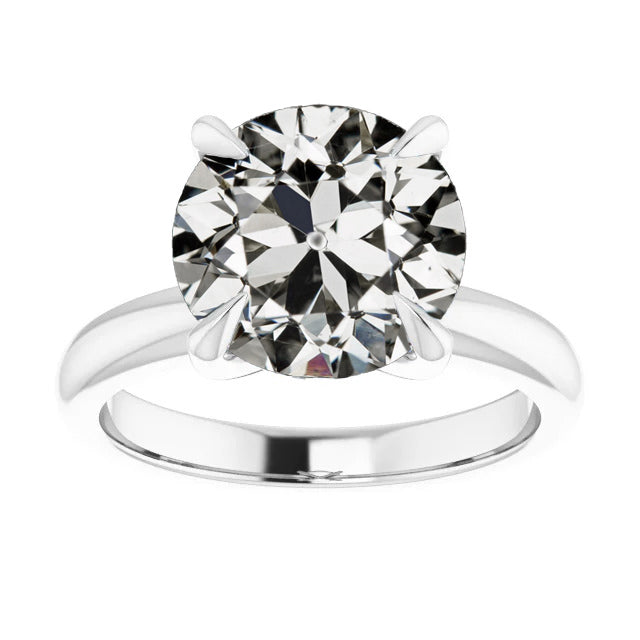 Solitaire Ring Round Old Mine Cut Large Lab Grown Diamond Women’s Jewelry 7 Carats