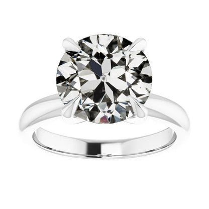 Solitaire Ring Round Old Mine Cut Large Lab Grown Diamond Women’s Jewelry 7 Carats