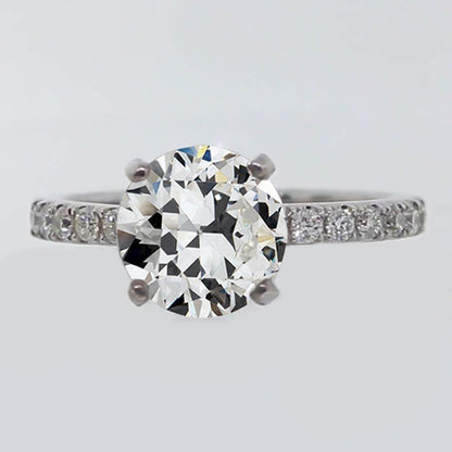 Solitaire Ring With Accents Old Mine Cut Huge Lab Grown Diamond Prong Set 8.50 Carats