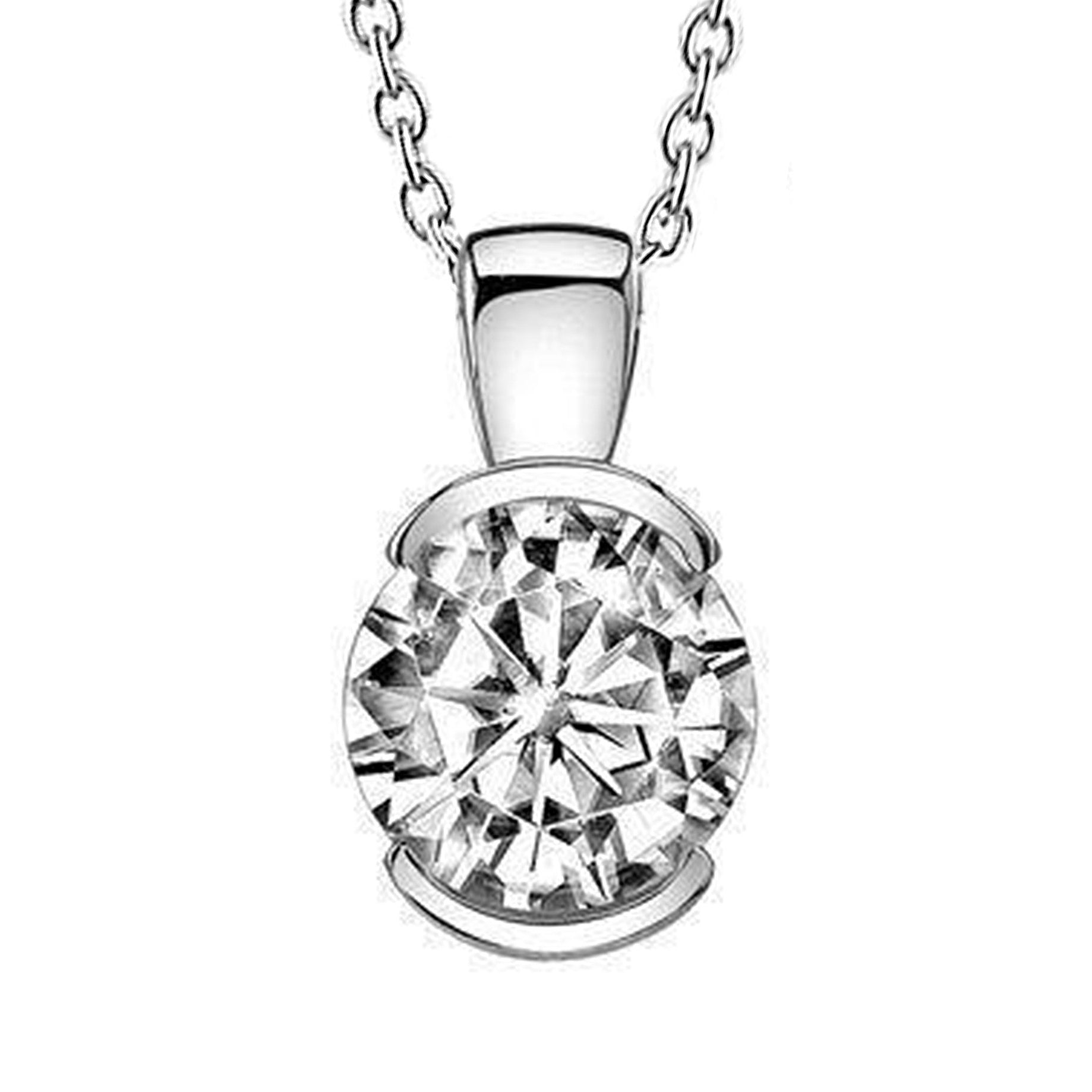 Solitaire Round Cut GIA Certified Lab Grown Diamond Ladies Pendant 2 Ct White Gold Jewelry