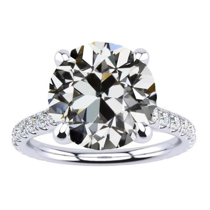 Solitaire With Accent Old Miner Lab Grown Big Diamond Engagement Ring 10.50 Carats