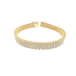 Sparkling 10.25 Carats Diamonds Men's Bracelet Yellow Gold 14K