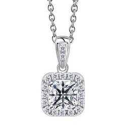 Sparkling 2.10 Carats Lab Grown Diamond Pendant Necklace White Gold 14K
