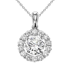 Sparkling 3.50 Carats Round Cut Diamonds Pendant Necklace Wg 14K