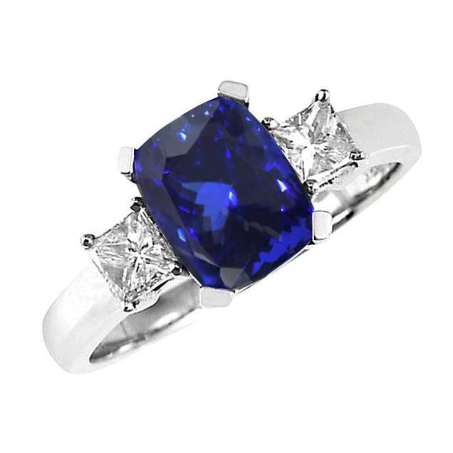 Sparkling Carats Tanzanite Cushion And Diamond Anniversary Ring 