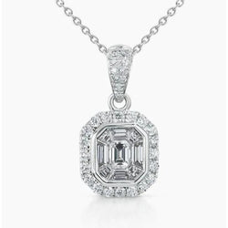 Sparkling Bezel Set Diamonds Pendant Necklace 2.25 Carats White Gold